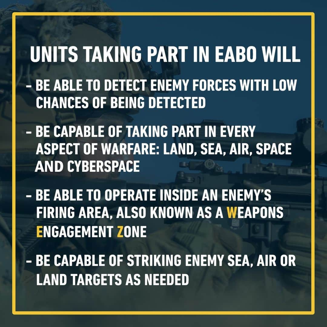 アメリカ海兵隊さんのインスタグラム写真 - (アメリカ海兵隊Instagram)「What is EABO?  Expeditionary Advanced Base Operations combine a variety of operations, including sea control, sea denial, intelligence gathering, command and control, and others under one umbrella.  Units taking part in EABO are deployed to distant and temporary locations, typically along coastal and shallow water areas (also known as littorals), and support the @usnavy by integrating with and supporting large naval campaigns. EABO is different because of the combination of operations that can be conducted inside the strike zone of adversary weapons.  Some units that can carry out EABO include Marine Expeditionary Units and Marine Littoral Regiments. Marines taking part in EABO allow our nations' leaders and military commanders the flexibility to quickly respond without the need to build bases, dock at seaports, or construct permanent runways.   There are many aspects of EABO that are currently under testing and evaluation as new tactics are developed, new technology and equipment is purchased and fielded, and feedback from the Fleet Marine Force is implemented to better refine warfighting methods.  #USMC #MarineCorps」4月18日 2時17分 - marines