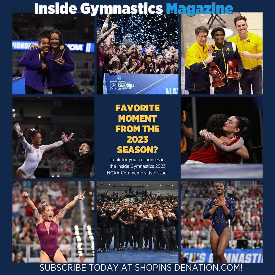 Inside Gymnasticsさんのインスタグラム写真 - (Inside GymnasticsInstagram)「We want to know YOUR favorite moment from the 2023 NCAA season! Drop a comment & look for your responses in our 2023 NCAA Commemorative Issue! ⬇️  Subscribe today at ShopInsideNation.com so you don’t miss the issue!」4月18日 5時48分 - insidegym