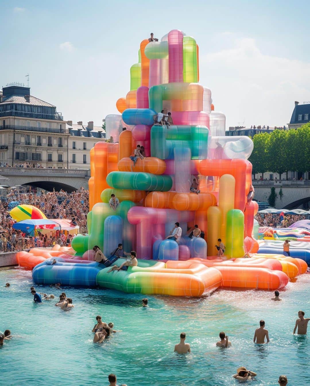 My Little Parisさんのインスタグラム写真 - (My Little ParisInstagram)「Un Paris gonflé : le studio de design berlinois @ulises.ai imagine une série de chateaux gonflables XXL dans Paris. 🇬🇧: The Berlin design studio @ulises.ai imagines a series of XXL bouncy castles in Paris. (📸: @ulises.ai)」4月18日 17時56分 - mylittleparis