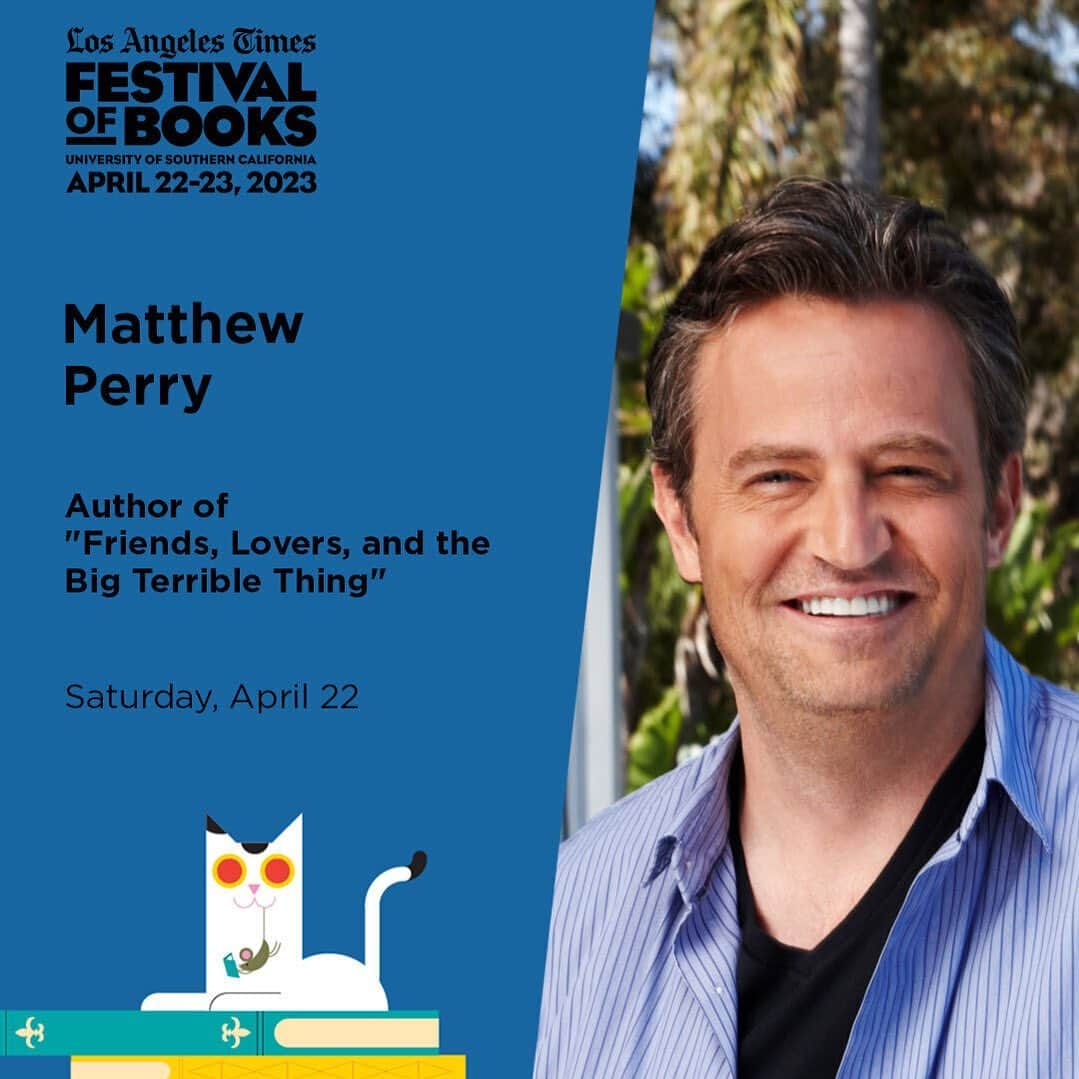 マシュー・ペリーのインスタグラム：「Hey LA, come see me this Saturday at the @latimes Festival of Books talking about #friendsloversbook. Link in bio to reserve your spot.」