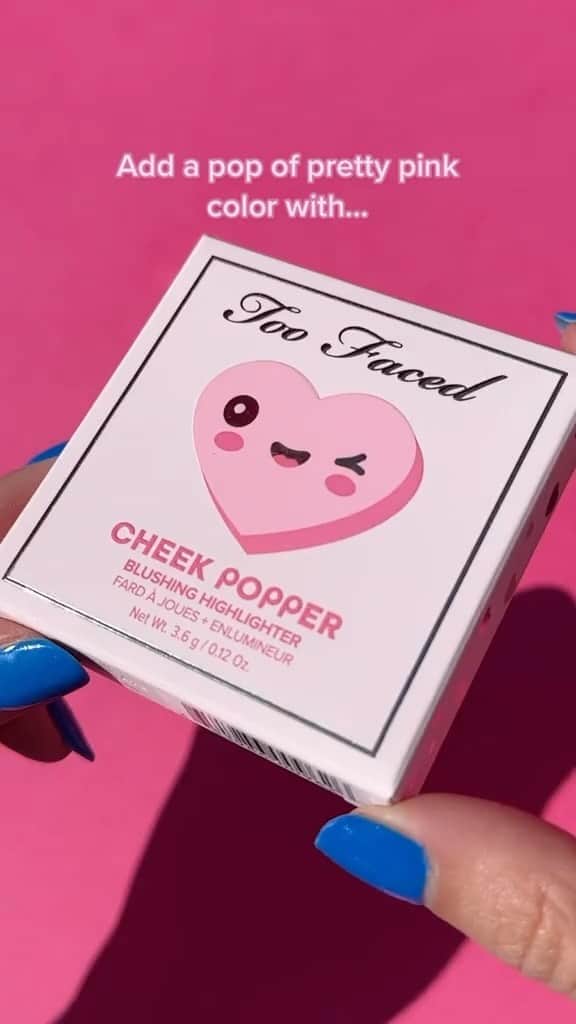 Too Facedのインスタグラム：「✨🤩 Our Cheek Popper Blushing Highlighter adds kiss of color & a skin-enhancing prismatic glow! 😚💖 #toofaced #tfcrueltyfree」