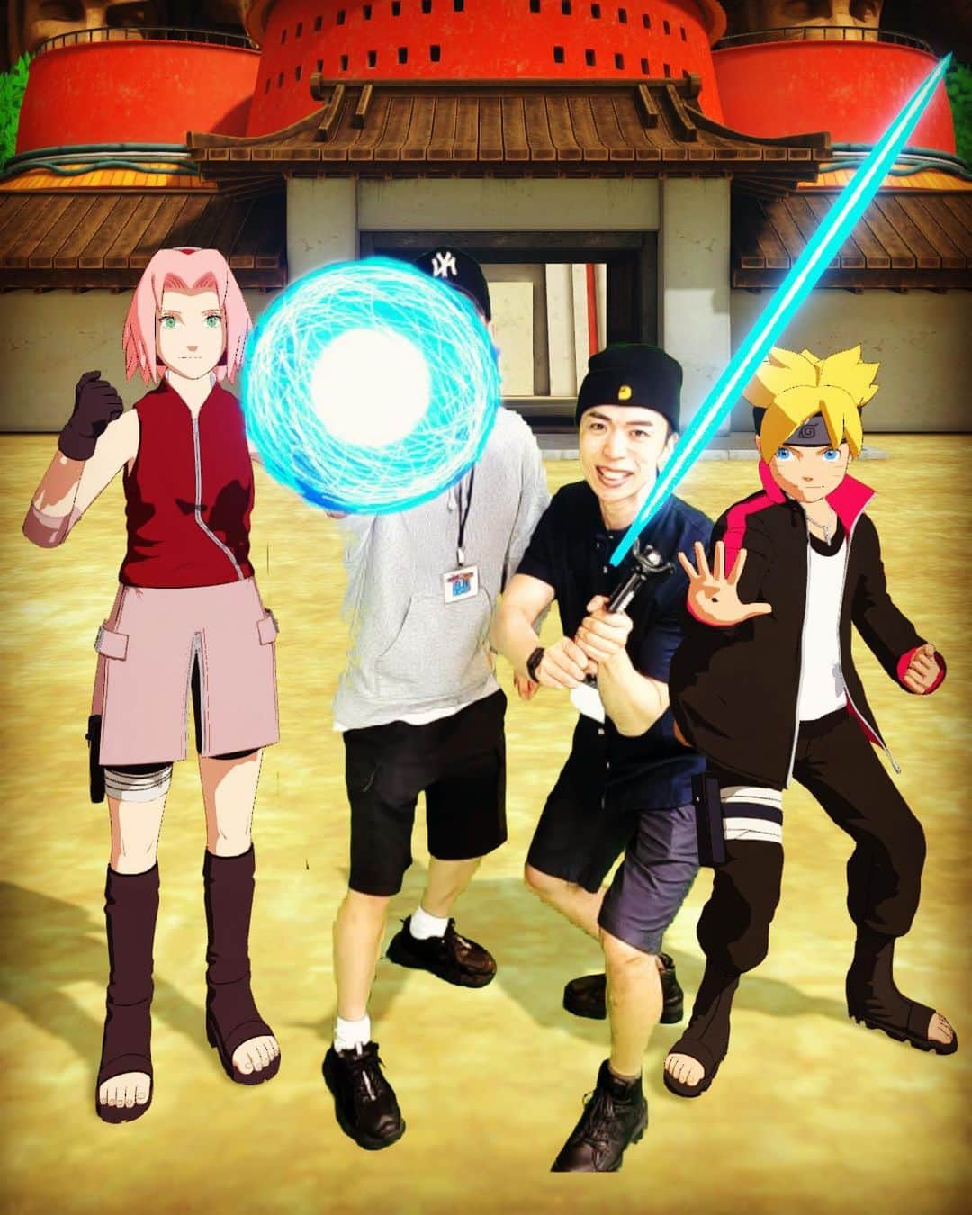 おしらのインスタグラム：「🍥 NARUTO × BORUTO VR  ダイバーシティ東京プラザにあるメタバースアトラクションで忍者ごっこしてきた。  訓練失敗でワイは下忍のままや…  2枚目はナルトに抱きついたらサクラちゃんに睨まれたの絵。  螺旋丸うったり、守鶴と戦ったりできるのでナルト大好きな方は是非遊びに行ってくださいまし🫶　  #naruto #boruto」