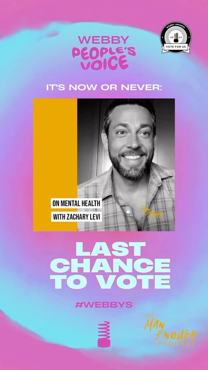 ザッカリー・リーヴァイのインスタグラム：「@zacharylevi on THE biggest lie of the darkness #mentalhealth   🏆 This episode of #manenough is nominated for a @thewebbyawards, link in bio for your last chance to vote for us!」