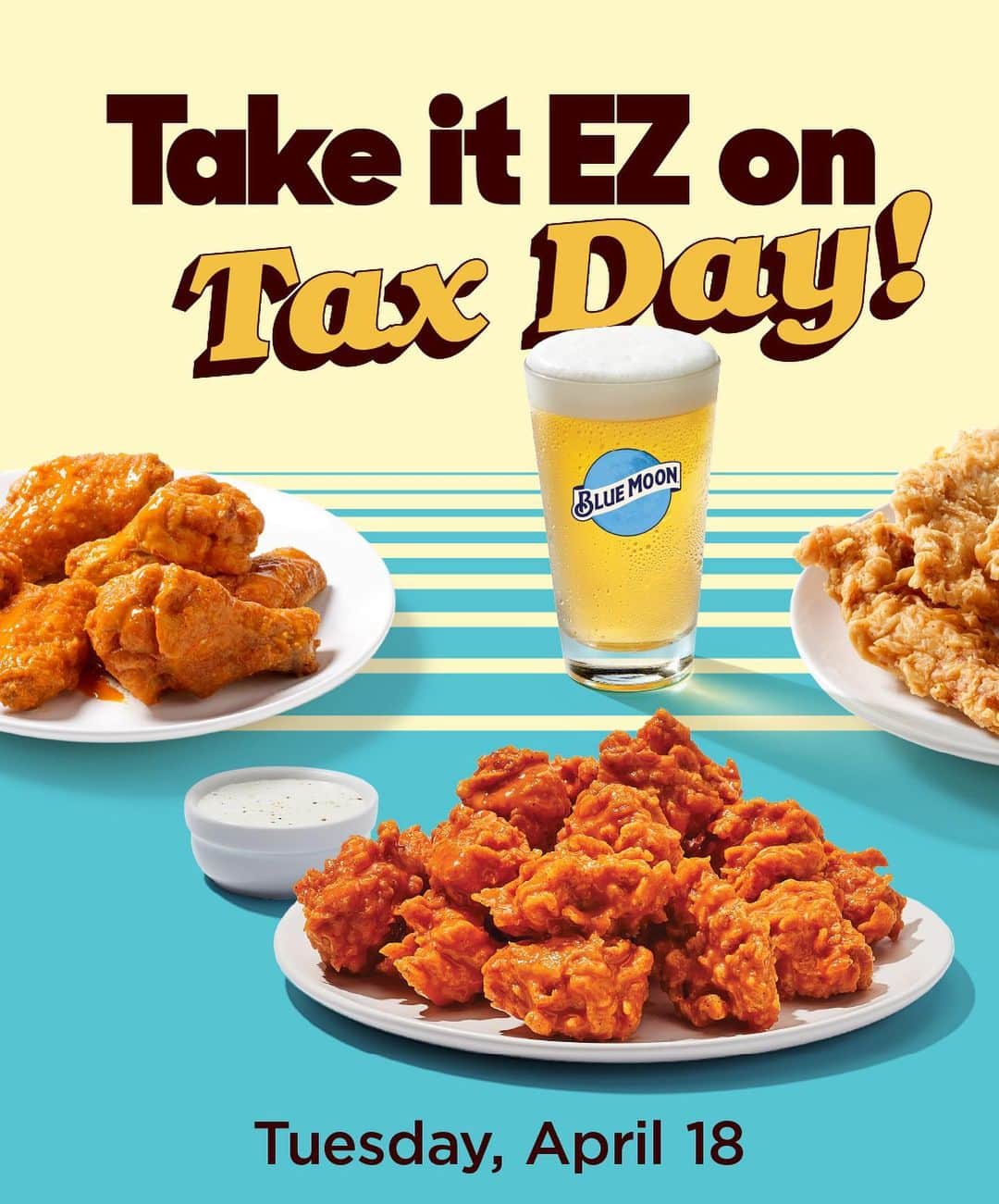 Hootersさんのインスタグラム写真 - (HootersInstagram)「Tax day just got a whole lot less… well, taxing!  Stop by today for some sweet meal deals and drink specials all day long. You deserve it!  *offers valid 4/18/23 for dine-in only at participating locations. Cannot be combined with other promotions.」4月19日 2時32分 - hooters