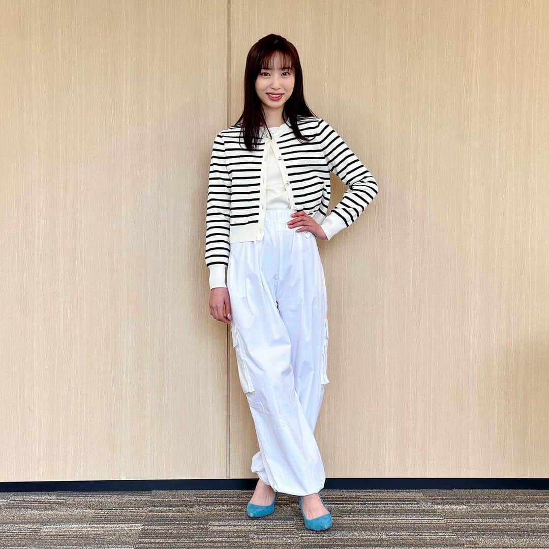 フジテレビ「めざましテレビ」さんのインスタグラム写真 - (フジテレビ「めざましテレビ」Instagram)「ファッション雑誌CanCamとコラボした お天気コーナー「きょう何着て行く？」 林佑香の毎日のコーデを紹介♪  4月18日（火） 【今日のコーデ】 ・コート[ベルト付き]→ @nanouniverse_official  1万3200円 ・アンサンブルニット→ @apuweiser_official  1万8700円 ・パンツ→ @collage.official  1万4300円 ・靴→ @kanematsu_official 2万5300円  ・イヤリング→ @anemone_official  2310円  【コーデのポイント】  この春トレンドのカーゴパンツ☀️今季はハリのある素材やクリアホワイトなどきれいめに使えるデザインが豊富で、デイリーに取り入れやすいのがうれしい🌸×ボーダーカーデで小粋なマリンルックに🐬  #めざましテレビ #きょう何着て行く？ #林佑香 #今日のコーデ #コーデ #CanCam #今日のファッション#ootd #きょう何着て行く？は月〜金朝6時22分ごろ放送📺 #ゆかちゃん #きれいめコーデ #きれいめカジュアル #大人コーデ #春コーデ #オフィスカジュアル #上品コーデ #アナウンサー衣装」4月18日 18時28分 - mezamashi.tv