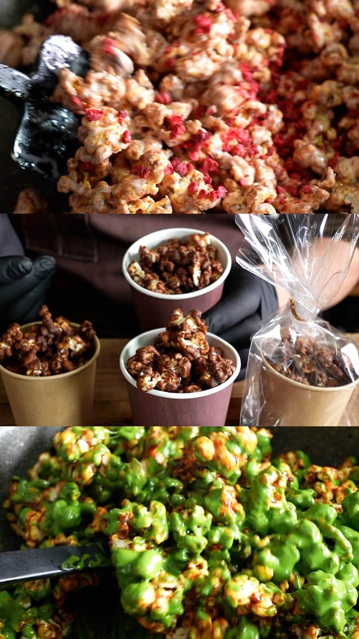 のインスタグラム：「Tri-colored chocolates coated caramel crunchy popcorns  YouTube https://youtube.com/shorts/31tNap-aNX8  Cacao ! ∴∵ゞ(´ω`*) ♪  Tri-colored chocolate caramel popcorn. Crispy, sweet and very tasty. May the cacao be with you.  [Details video] Sweet Chocolate https://youtube.com/shorts/Bwr3_IxamBk Strawberry Chocolate https://youtube.com/shorts/KE34-Y034ps Matcha Chocolate https://youtube.com/shorts/qJe3OcJz5dM  [Items] (Amazon Associate link) Popcorn / 200g TOMIZ https://amzn.to/3GWEyI4 Chocolate 56% 200g https://amzn.to/3Guez9r  #YouTube #foodie #chocolate #instafood #foodporn #dessert #yummy #patisserie #recette #チョコレート #recipe #chocolat #レシピ #food #treat #asmr #eating #popcorn #caramel #salt #キャラメルポップコーン #caramelpopcorn #shortvideo #sweets #matcha #pinkchocolate」
