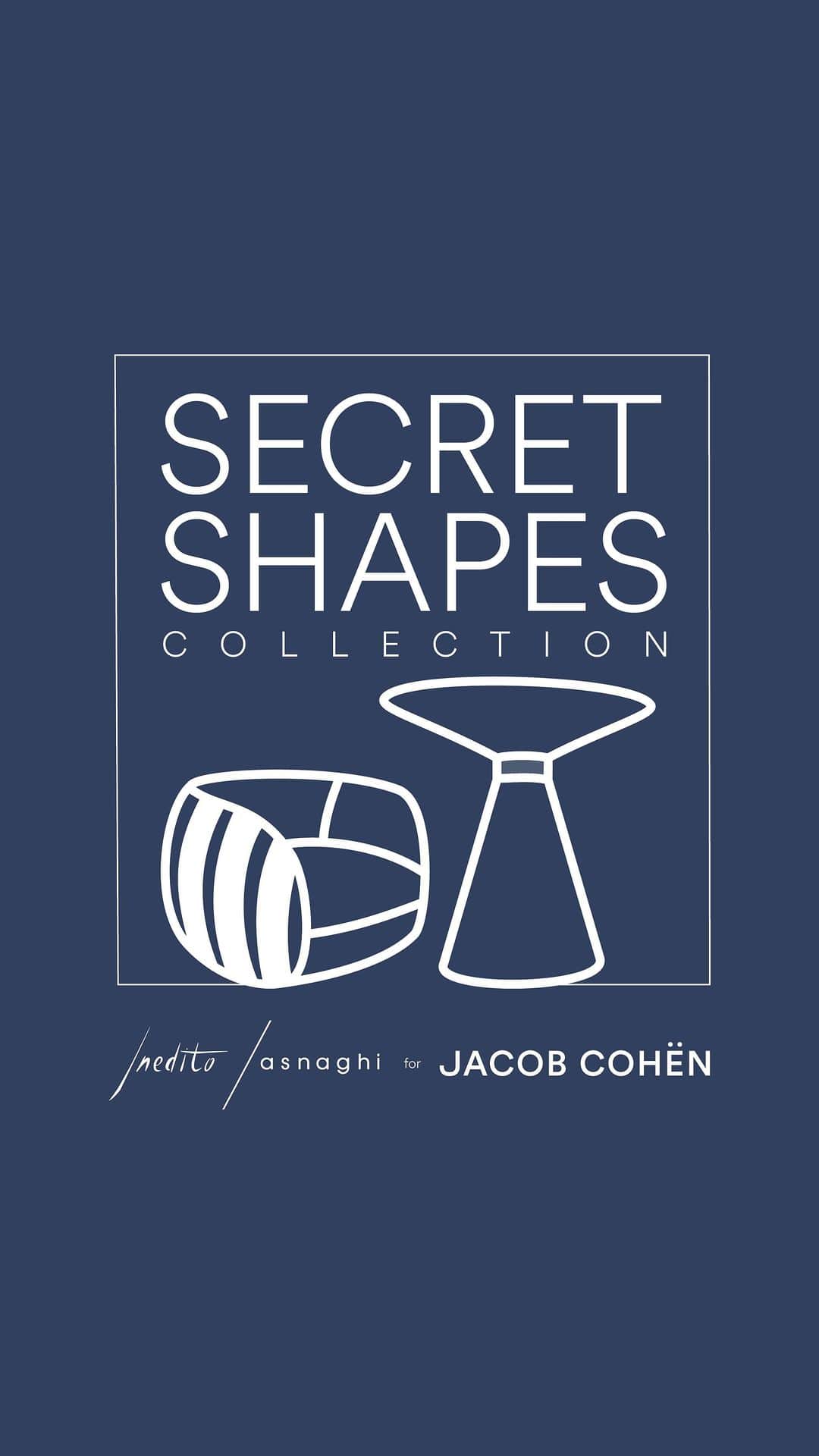 のインスタグラム：「Inedito/Asnaghi for Jacob Cohën is the perfect balance between Italian artisanal excellence and high-quality materials.  In exclusive preview during the Milan Design Week - 17/26th April 2023 at the Jacob Cohën store in Via della Spiga 29.   #IneditoAsnaghiforJacobCohën #SecretShapes  #JacobCohën」