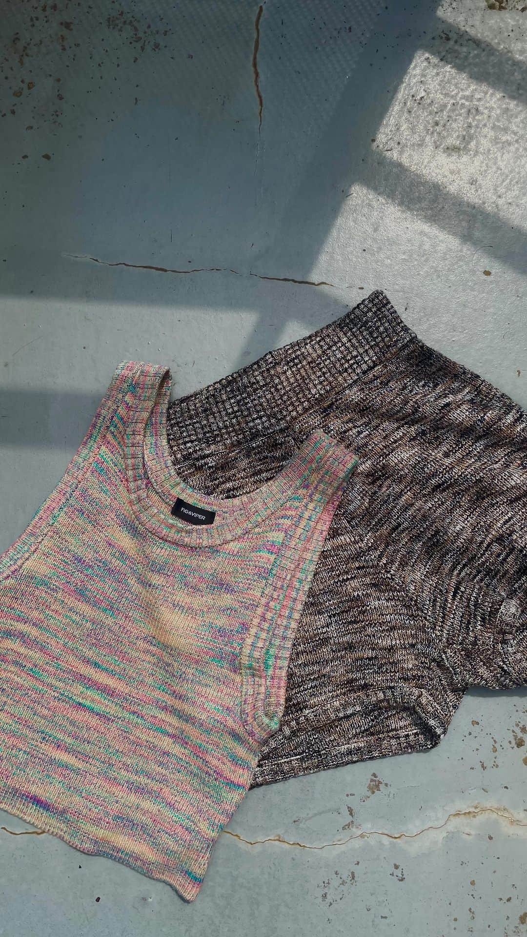 FIG&VIPERのインスタグラム：「【 New knitwear 】 add to your spring & summer wardrobe  ・Mixed knit tank top ¥5,940 ・Mixed knit shorts ¥5,940 (tax included)  _______________________________________________ Official online store先行発売中 店頭は4/20(thu)〜発売予定  #figandviper」