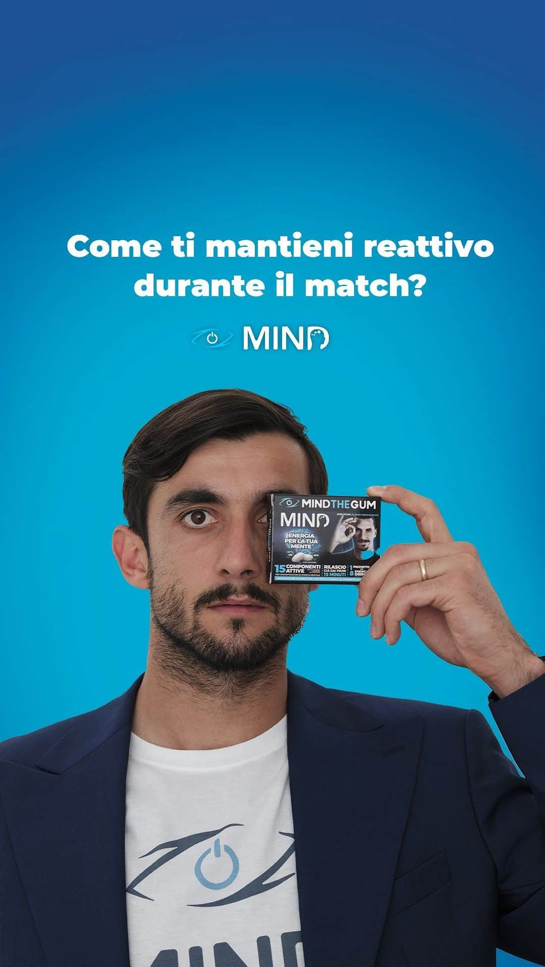 マッティア・ペリンのインスタグラム：「Ogni campione ha i suoi segreti.🦸🏻‍♂️  Per il nostro Mind Coach Mattia la concentrazione è tutto, ma come averla sempre? “Stare qui e ora” ... con un alleato! 🧠🫐  #MindCoach #MindTheGum #Concentrazione」