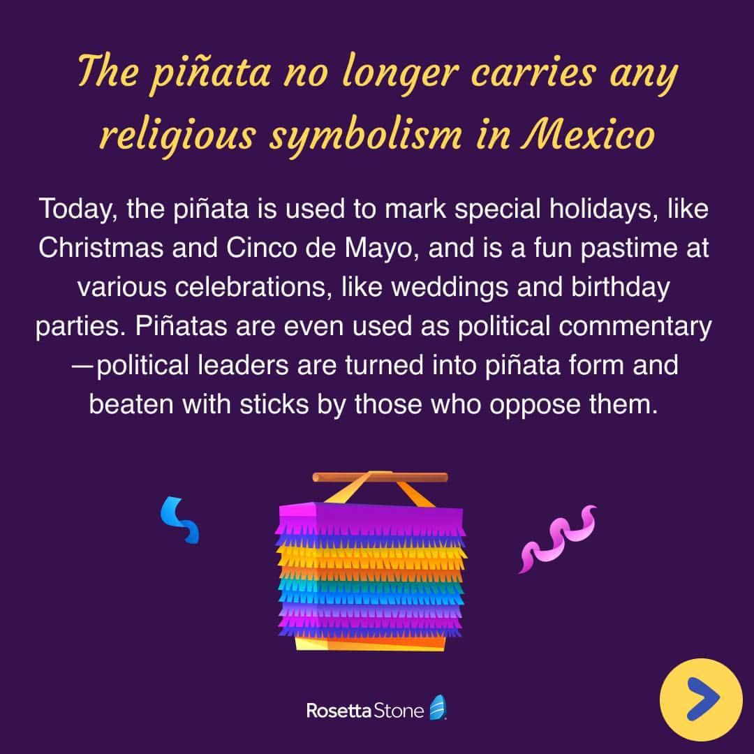 Rosetta Stoneさんのインスタグラム写真 - (Rosetta StoneInstagram)「Did you know that the #piñata likely originated in China? In honor of #NationalPinataDay, here are 9 interesting facts about #piñatas you might not know. ➡️」4月19日 0時11分 - rosettastone