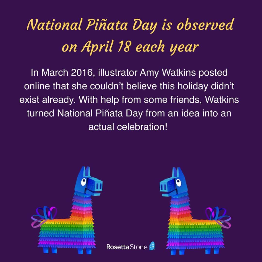 Rosetta Stoneさんのインスタグラム写真 - (Rosetta StoneInstagram)「Did you know that the #piñata likely originated in China? In honor of #NationalPinataDay, here are 9 interesting facts about #piñatas you might not know. ➡️」4月19日 0時11分 - rosettastone