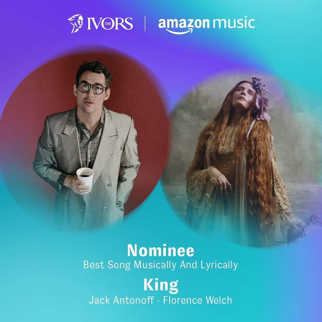 フローレンス・アンド・ザ・マシーンさんのインスタグラム写真 - (フローレンス・アンド・ザ・マシーンInstagram)「Thank you @ivorsacademy🫀 Florence is nominated for 'Songwriter of the Year' at this year's awards, and King is nominated as 'Best Song Musically and Lyrically' @jackantonoff @florence」4月19日 3時05分 - florenceandthemachine