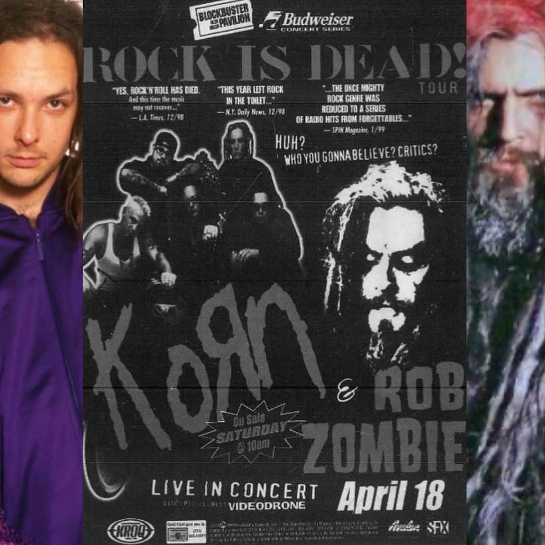ロブ・ゾンビのインスタグラム：「24 years ago today I was on tour with @korn_official stopping in San Bernardino. ☠️ Anyone see this tour? ????☠️The first of many great tours with these guys. 🔥 #robzombie #korn」