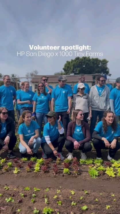 HP（ヒューレット・パッカード）のインスタグラム：「The HP marketing team in San Diego teamed up with @1000tinyfarms for our #40DaysofDoingGood campaign to spend a morning learning farm tasks to support their gardens. The team had a blast making seed trays, planting, propagating, and harvesting. They even picked their own lunch! 🥗 #NationalVolunteerWeek」