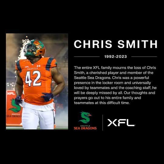 ドウェイン・ジョンソンのインスタグラム：「I was so sorry to hear this news.  Heartbroken for Chris’ family. Our entire XFL universe sends it love, light, strength & mana to the Smith family.  Stay strong. We are here.  dj」