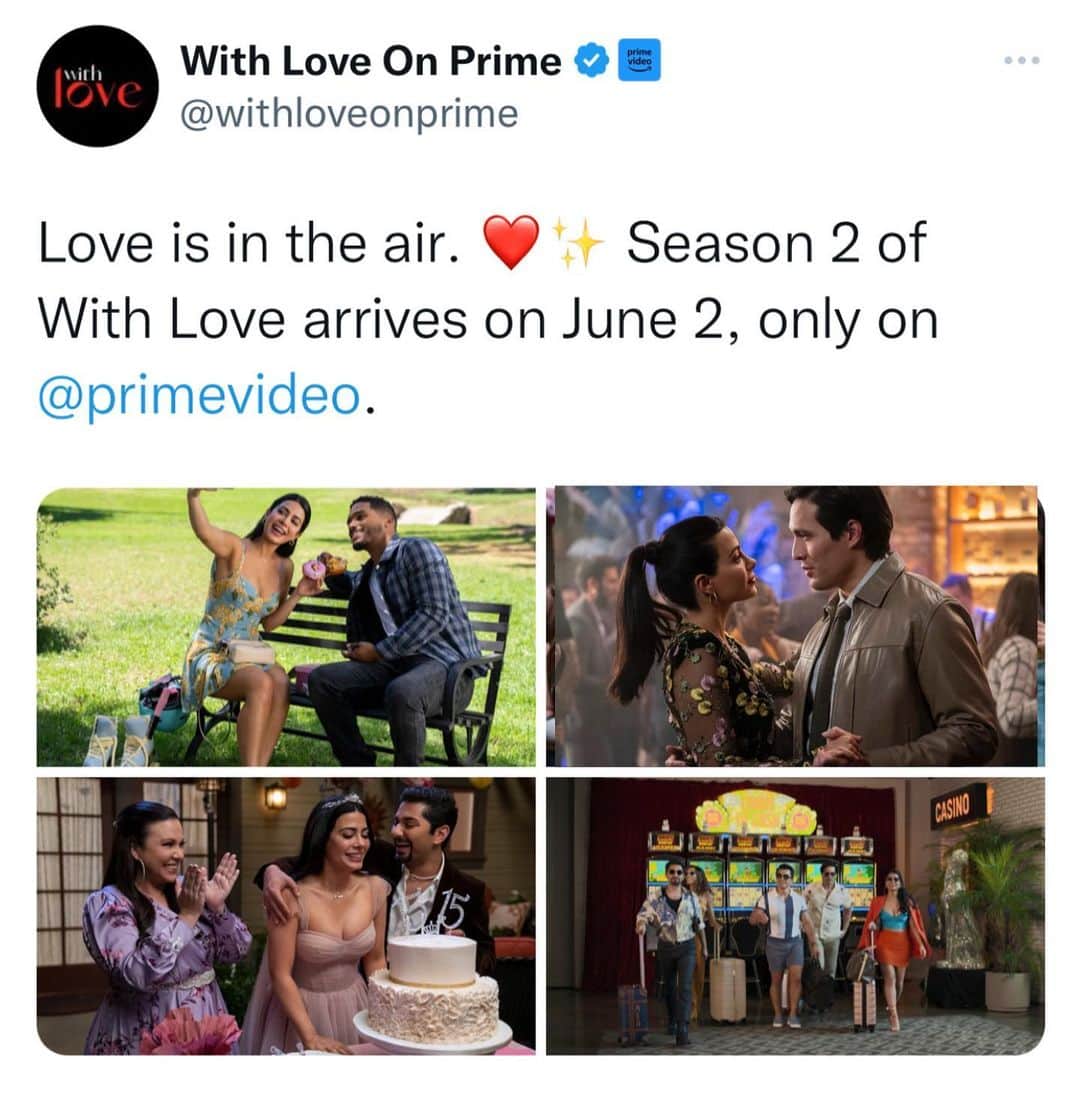 エメロード・トビアのインスタグラム：「✨June 2 ✨ @withloveonprime @primevideo 💙💛 #WithLoveTV」