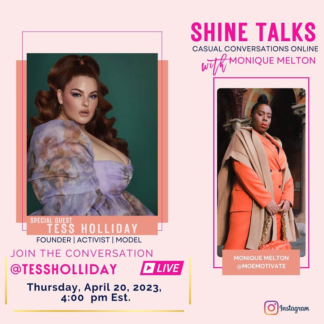 テス・ホリデーのインスタグラム：「Black liberation is a daily pursuit that requires an ongoing & daily commitment to anti-racism. Black liberation is for everyone, and I'm excited to announce that I'm joining Monique Melton @moemotivate, anti-racism educator, author, international speaker, creator of the Shine Bright School, and host of the Shine Brighter Together Podcast for an IG Live this Thursday April 20th at 1pm PST / 4pm EST ❤️  We will be focusing on doing the work to build a daily practice of anti-racism by pursuing Black liberation. There's much work to do, and we must do this work together...will you join me in the challenge? Tag 3 others you're inviting to join you in this challenge. Let's do this work together.🫶」