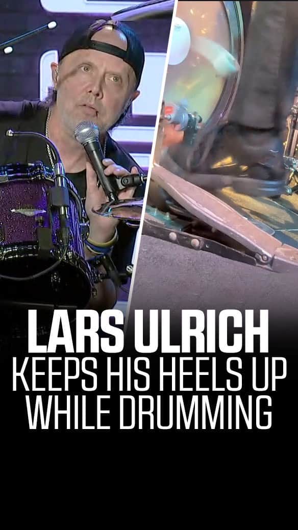 メタリカのインスタグラム：「Why does @larsulrich keep his heels up while drumming? He talked about it during @metallica’s latest #SternShow interview.」