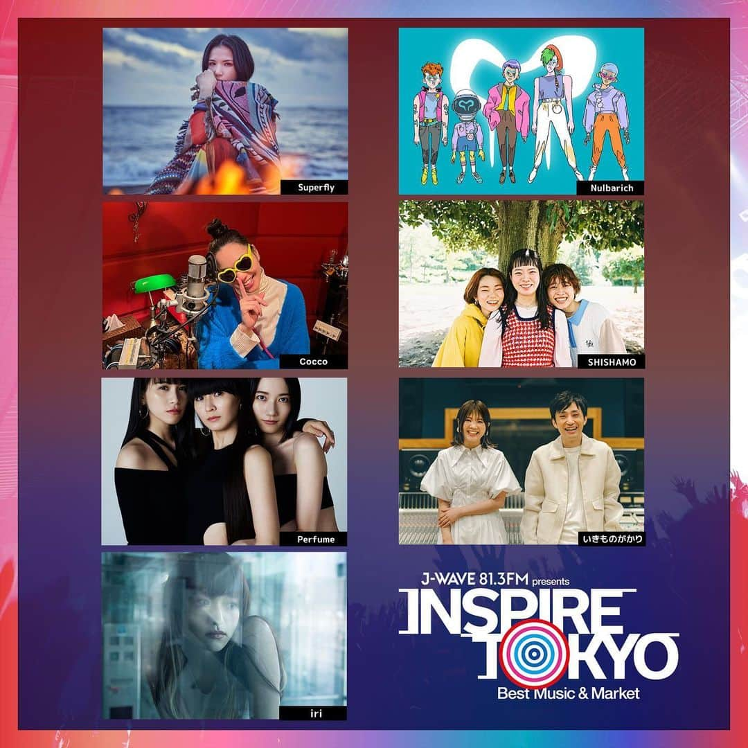 J-WAVE LIVE2000さんのインスタグラム写真 - (J-WAVE LIVE2000Instagram)「都市型カルチャーフェス J-WAVE presents INSPIRE TOKYO 2023 -Best Music & Market-   2023年7月15日（土）、7月16日（日）  代々木第一体育館と渋谷の街一帯で開催！  第一弾 出演アーティスト発表  ◎ 7月15日（土）  Superfly　@superfly_shiho Nulbarich　@nulbarich_official SHISHAMO　@shishamo_official Cocco　@coccoofficial 　   ◎ 7月16日（日）  Perfume　@prfm_official いきものがかり　 @kiyoe_yoshioka_official @mizunoyoshiki_teke  iri　@i.gram.iri   今後も追加出演者を発表予定です。 どうぞお楽しみに！   🎟チケット最速先行予約🎟 抽選式で、チケット最速先行予約がスタート！  4月18日（火）11:30 ～ 4月24日（月）23:59 まで   ぜひお早めにチェックを！  ▼チケット、イベント詳細はストーリーズハイライトの「インスパ」をチェック https://www.j-wave.co.jp/special/inspire2023/?jw_ref=ist23_isg   #インスパイアトーキョー #jwave #Superfly #Nulbarich #SHISHAMO #Cocco #Perfume #いきものがかり #iri」4月19日 9時20分 - jwave_live