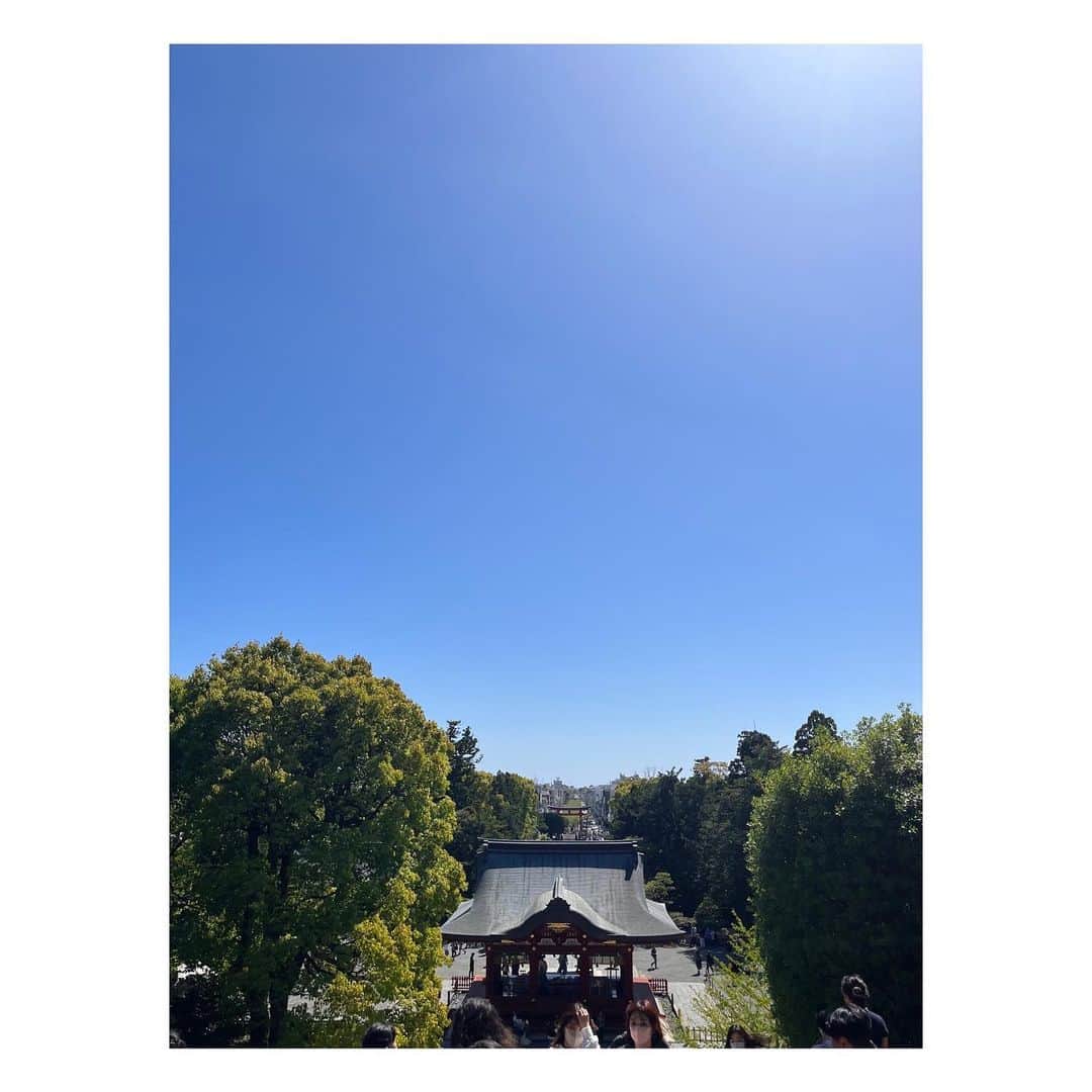 阿部洋子さんのインスタグラム写真 - (阿部洋子Instagram)「🕊⛩🕊  この間の鎌倉散歩 コチラにも お久しぶりにお参りしてきました  #鶴岡八幡宮   お参りすると、 とっても清々しい気持ちになるー  #鳩みくじ  #末吉   ちょうど流鏑馬の日だったようで、大混雑  📸5枚目 境内からの眺め 海へと一直線 鎌倉の街が栄えている様子 鎌倉殿もこの景色をご覧になったのかしら？？  📸ラスト もちろん、 #鳩サブレー お持ち帰り‎🤍  #鎌倉散歩  #日に焼けた」4月19日 10時18分 - hirocoring