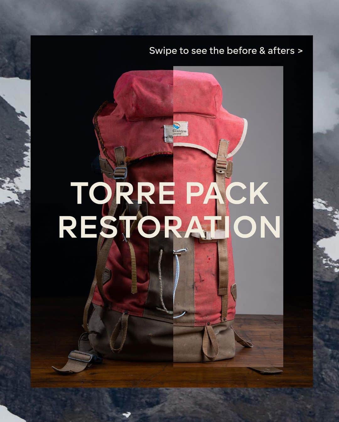 のインスタグラム：「Check out the story and repair images of Lance B's well-loved Torre pack.   "I purchased my Macpac Torre pack in the late 70’s and it is still in use today. It’s fairly obvious from the accompanying pictures that the pack has taken a beating — but it should be stated that at every beating it stood its ground and has never let me down. Probably its toughest outings involved the establishment/re-measurement of permanent vegetation plots for the former Forest and Range Experiment Station based at Rangiora. After over 40 years of owing Macpac gear I can say they are prepared to repair used gear, which in my case is typically well after when it should have been retired, giving it an afterlife."  This pack was repaired by our skilful Repairs Team. If you have gear that needs some TLC, take it on down to your local Macpac store.」