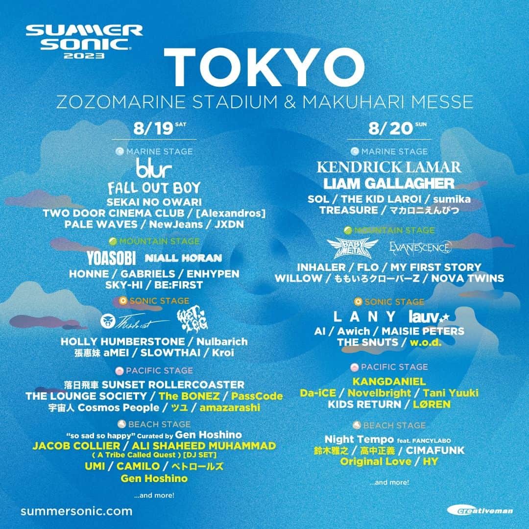 のインスタグラム：「第5弾追加アーティスト🎸＆ステージ別ラインナップ発表⚡  新たにJACOB COLLIER、KANGDANIEL、鈴木雅之、Original Love、The Bonez他 さらなる追加アクトが決定！✨  チケットはどうぞお早めに🎫  ※一部アーティストの表記に誤りがあり、再投稿させて頂きました  #サマソニ #summersonic」