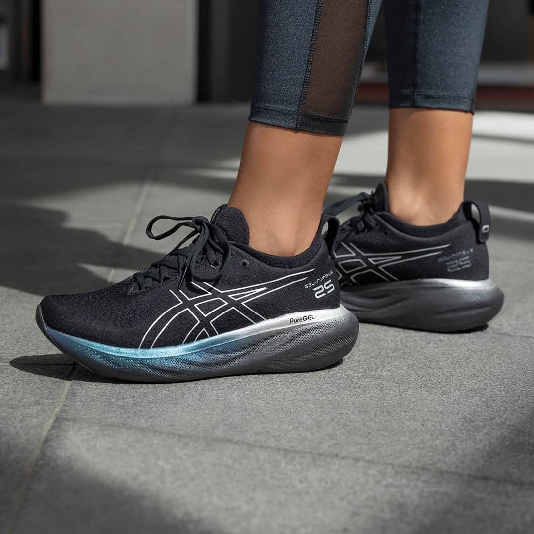 ASICS Americaのインスタグラム：「Comfort just went PLATINUM. Meet the new GEL-NIMBUS® 25 shoe in a luxe new look.」