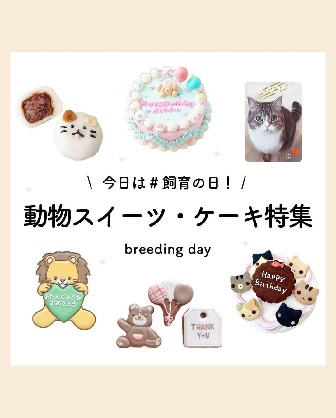 Cake.jpのインスタグラム：「動物スイーツ・ケーキ特集🐶 動物好きにはたまらない✨  動物メッセージプレート クマのアイシングクッキー🐻 猫和菓子🐈、などなど  TVで紹介されたで紹介された 人気スイーツをお楽しみ下さい😊  #和菓子#洋菓子#和スイーツ#ケーキ#おすすめケーキ #飼育の日#動物#アイシングクッキー#クッキー #スイーツギフト#スイーツ#スイーツ部 #スイーツ男子 #スイーツ女子 #スイーツ好き#スイーツテロ #スイーツ巡り  #スイーツ好きな人と繋がりたい #お取り寄せ  #お取り寄せグルメ #お取り寄せスイーツ #可愛いスイーツ#人気スイーツ#おうちスイーツ」