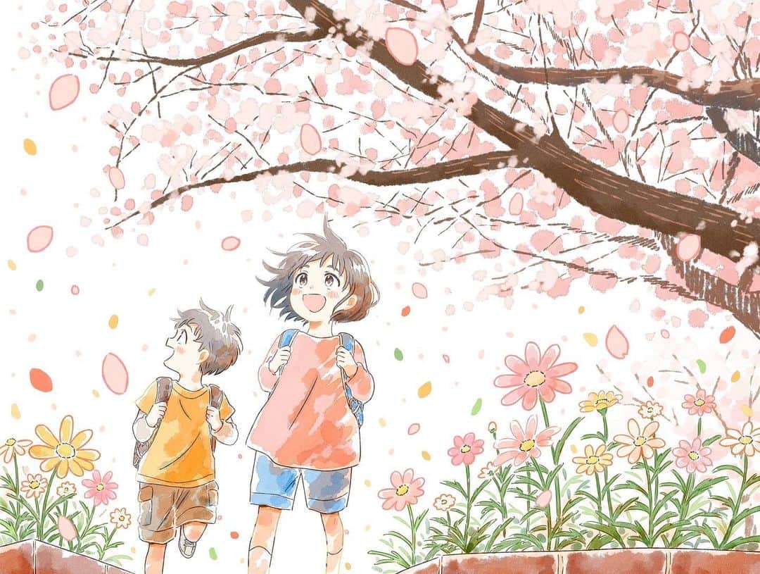 いつかのインスタグラム：「令和6年度版小学校道徳教科書「新版 みんなのどうとく」（Gakken）表紙イラスト  各学年、季節に合わせて生き生きしてる子どもたちを描けて楽しかったです！ 表紙裏まで描きこんでいるので、見てみてください～🐌」