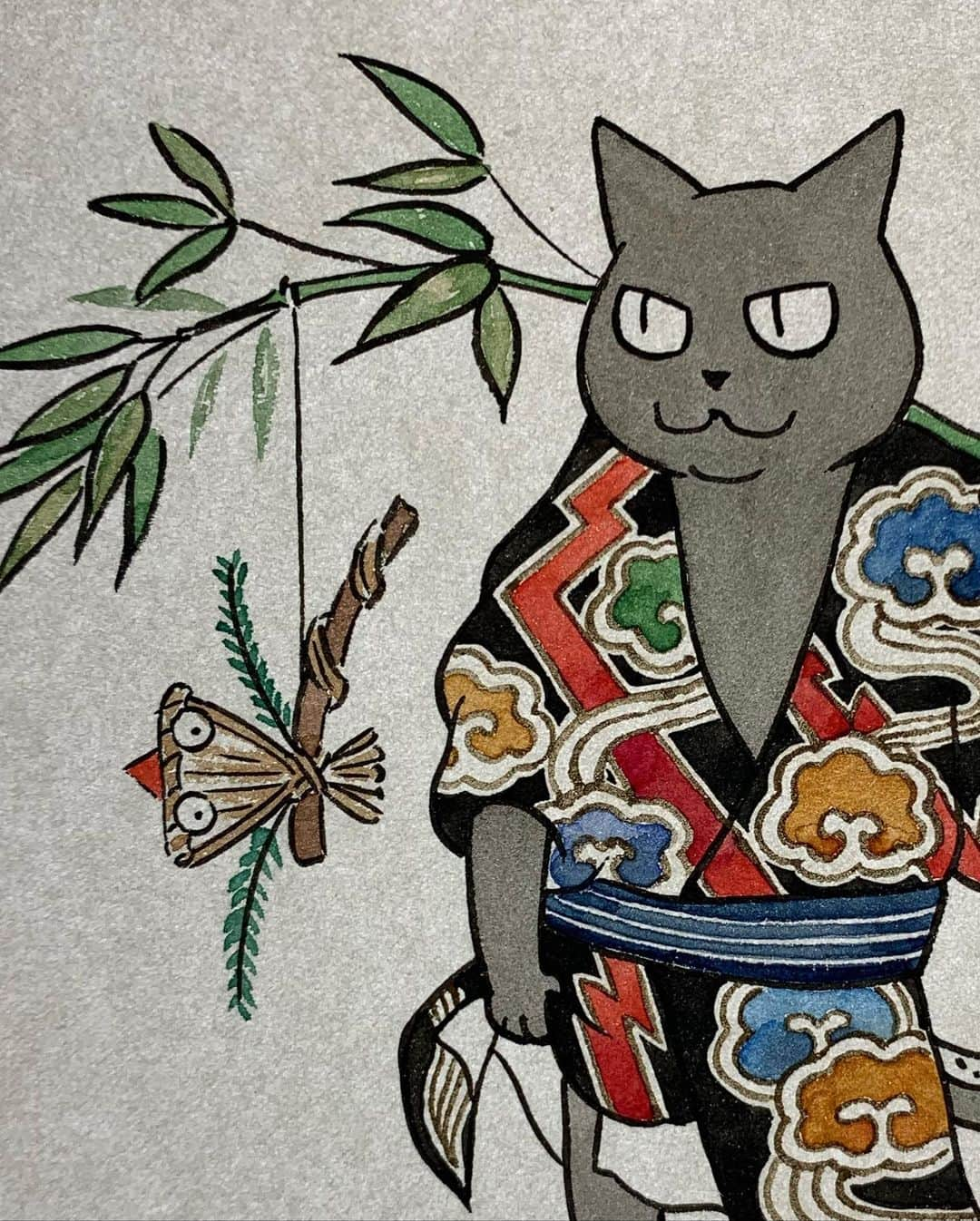 くるねこ大和さんのインスタグラム写真 - (くるねこ大和Instagram)「今日の内職  阿仁ィの『富士詣で』と、胡マ胡マの『瓢箪から胡マ』。  #手描きイラスト  #描いてる動画  #阿仁ィ  #胡マさん」4月19日 19時32分 - kuru0214neko