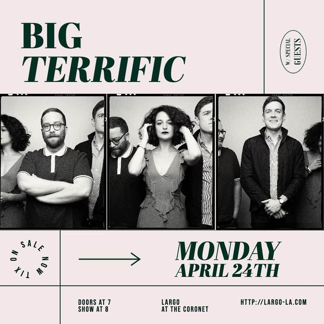 ジェニー・スレイトのインスタグラム：「Monday is the last Big Terrific in a while so you should come see!!! Tix @largolosangeles」