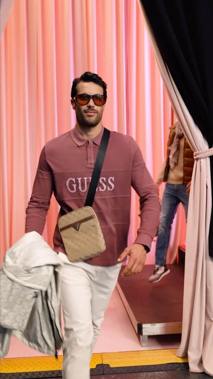ゲスのインスタグラム：「#GUESSMens fresh off the runway. Head to stories for more from the Pre-Spring / Summer ‘24 Line Opening in Lugano! #LoveGUESS」