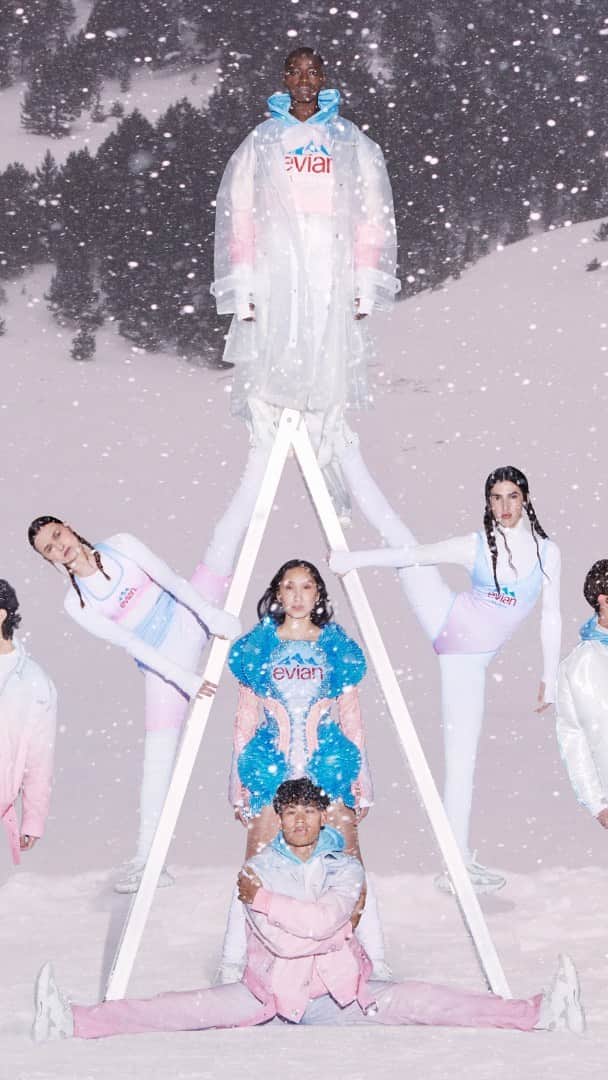 バルマンのインスタグラム：「BALMAIN x EVIAN Giving togetherness a new meaning: go behind the scenes of the latest Balmain x @evianwater campaign highlighting the shared belief that “Together, Change is Beautiful”.  Directed by @carlota_guerrero and choreographed by @leowalkinparis  #BALMAINxEVIAN now available worldwide」