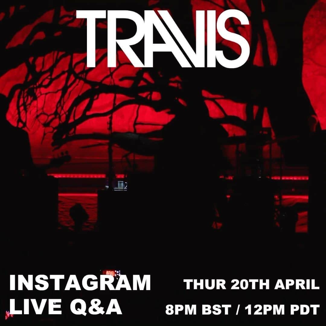 トラヴィスのインスタグラム：「We’re going live on IG tomorrow to chat about The Invisible Band coming Friday digitally & Saturday for @recordstoreday !  Join us tomorrow at 8pm BST / 12pm PDT for an Instagram live Q&A! Drop us some Invisible Band qs below for us to answer!! Chat soon 🌟」