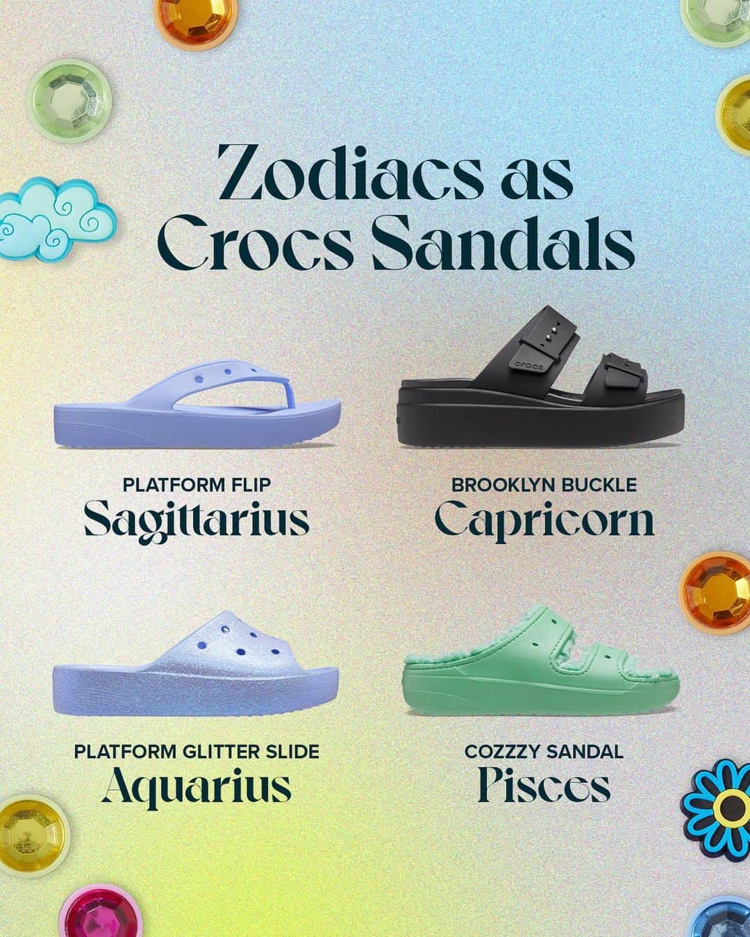 クロックスさんのインスタグラム写真 - (クロックスInstagram)「Sandals for every zodiac. Do you agree with our selections?」4月20日 1時05分 - crocs