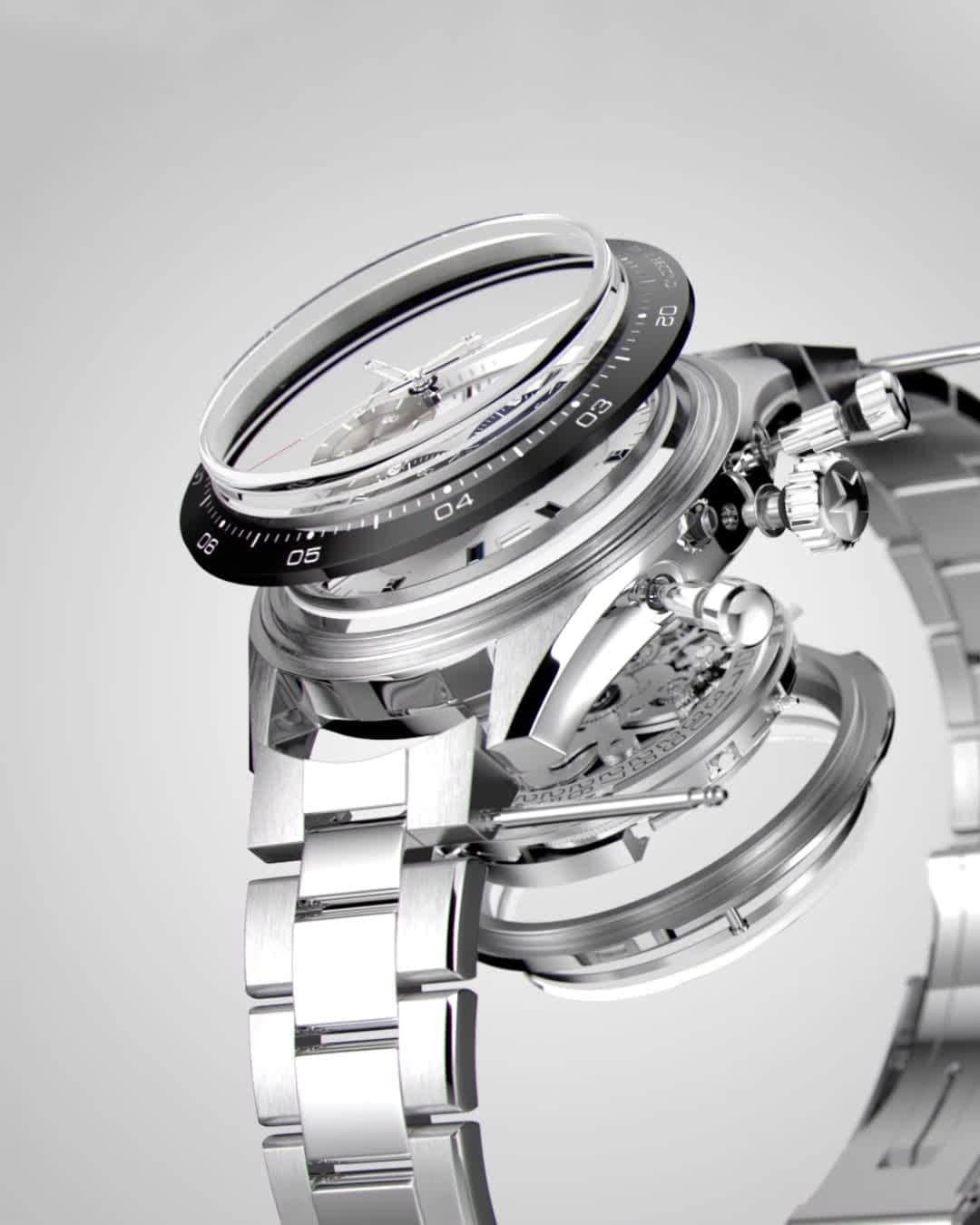 ゼニスのインスタグラム：「#ChronomasterSport: Far more than the sum of its parts. The Chronomaster Sport is imbued with all the most distinguishable features of El Primero chronographs since 1969, with the cutting-edge performance of the latest generation of the El Primero automatic high-frequency chronograph calibre, with the unique features of measuring and displaying 1/10 of a second measurements.」