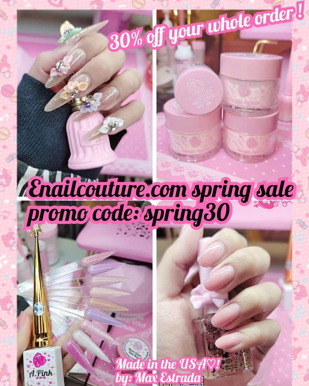 Max Estradaさんのインスタグラム写真 - (Max EstradaInstagram)「Enailcouture.com 30% off promo code: spring30 Enailcouture.com new racer clear fast dry acrylic ☆ Enailcouture.com new hologram power gel,  unicorn chrome pigments magic gel☆ one coat over any color for a dazzling effect♡ Enailcouture.com new 123go bubble gum gel,  solid glue gel♡ vegan and Hypoallergenic.  Made in America 🇺🇸The moment so many have been waiting for is finally here! Enailcouture.com 123go maximum square is the longest flat boxy square pre made full coverage gel nail in the game. We also dropped xs sculpture square and magical ice hologram stickers☆Enailcouture.com 123go 5XL Coffin nails are the longest full coverage pre made gel nails in the world. They are EVERYTHING, made in America.Enailcouture.com new product drop ♡!~ 123go diy gel and our new charm nail stickers 😍Enailcouture.com made in American ♡!~Enailcouture.com 123go pre made gel nails are the game changer !~ perfect nails every time with no smells or dust!~ long lasting and easy removal , made in America! Enailcouture.com  #ネイル #nailpolish #nailswag #nailaddict #nailfashion #nailartheaven #nails2inspire #nailsofinstagram #instanails #naillife #nailporn #gelnails #gelpolish #stilettonails #nailaddict #nail #💅🏻 #nailtech#nailsonfleek #nailartwow #네일아트 #nails #nailart #notd #makeup #젤네일  #glamnails #nailcolor  #nailsalon #nailsdid #nailsoftheday Enailcouture.com」4月20日 1時50分 - kingofnail