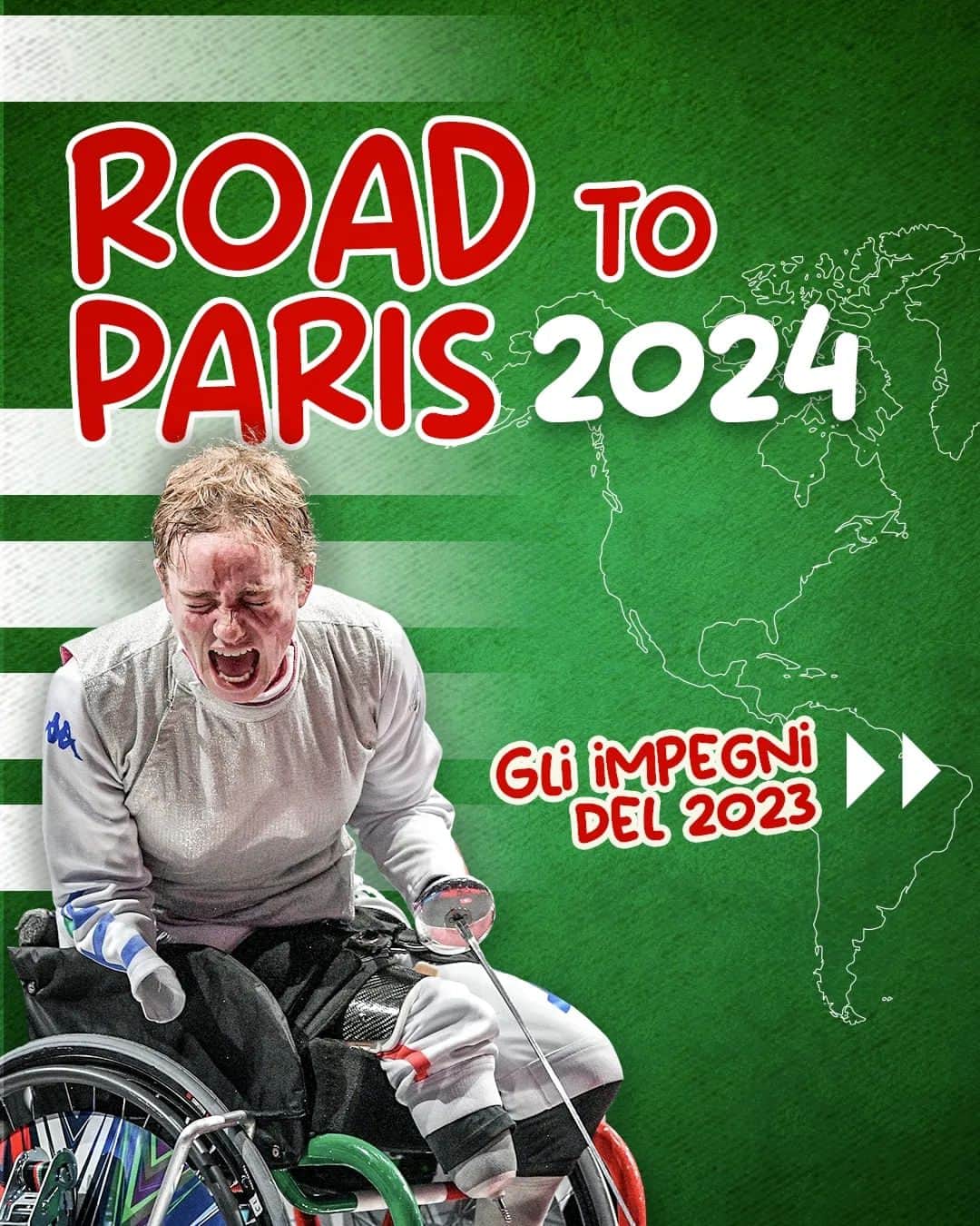 ベアトリーチェ・ヴィオのインスタグラム：「Andiamo a praticare un po' di francese in vista di #Parigi2024 🥖🥐😆  Domani riparte la Coppa del Mondo di scherma paralimpica con la tappa di Nimes 🇫🇷🤺  Ecco tutti gli impegni del 2023 per qualificarci alle prossime #Paralimpiadi 🦾」
