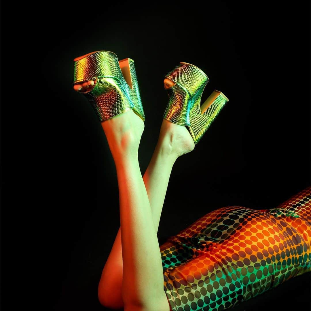 SOPHIA WEBSTERのインスタグラム：「Reach new heights in these show-stopping platform mules! ✨  👗- @rachelwilliamscreative   #SophiaWebster #SophiaWebsterSkye」