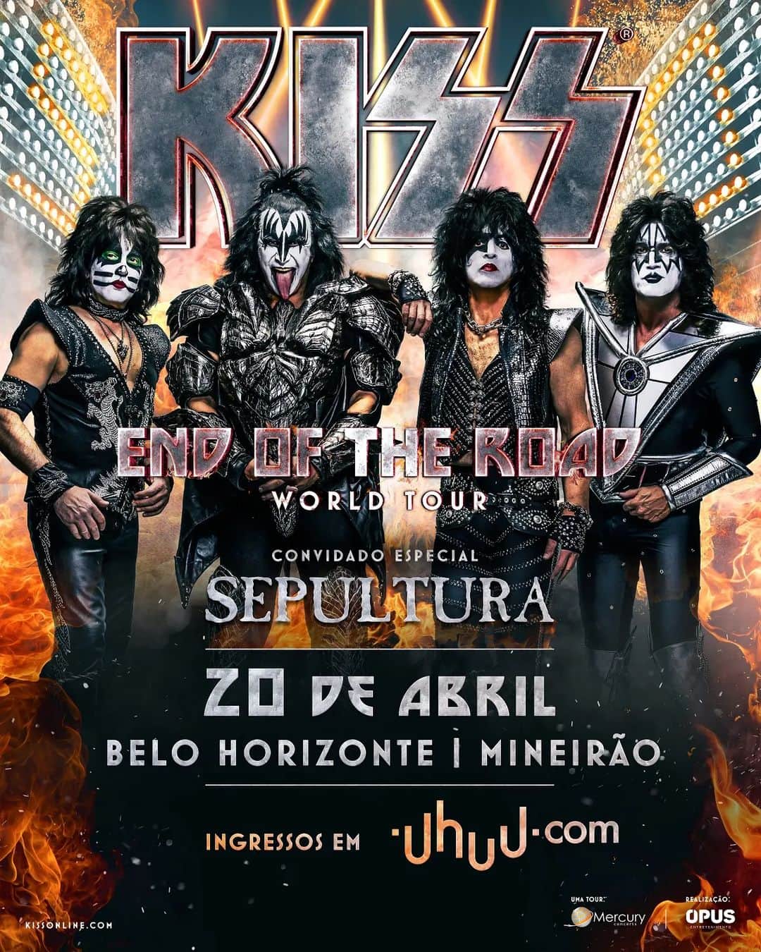 KISSのインスタグラム：「TOMORROW! The #EndOfTheRoadTour invades #BeloHorizonte! Who's coming?」