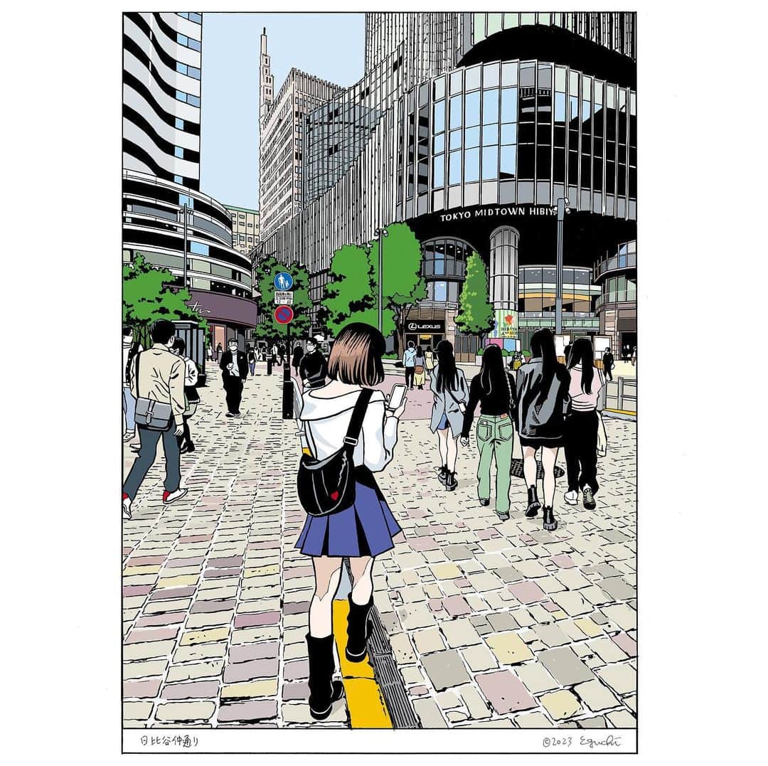 江口寿史さんのインスタグラム写真 - (江口寿史Instagram)「ミッドタウンに依頼されていた新作描き下ろし会期終了間際にようやく完成。明日から公開されます。皆さんこの週末は是非『東京彼女』のフィナーレを見届けに来ててください。」4月20日 9時33分 - egutihisasi
