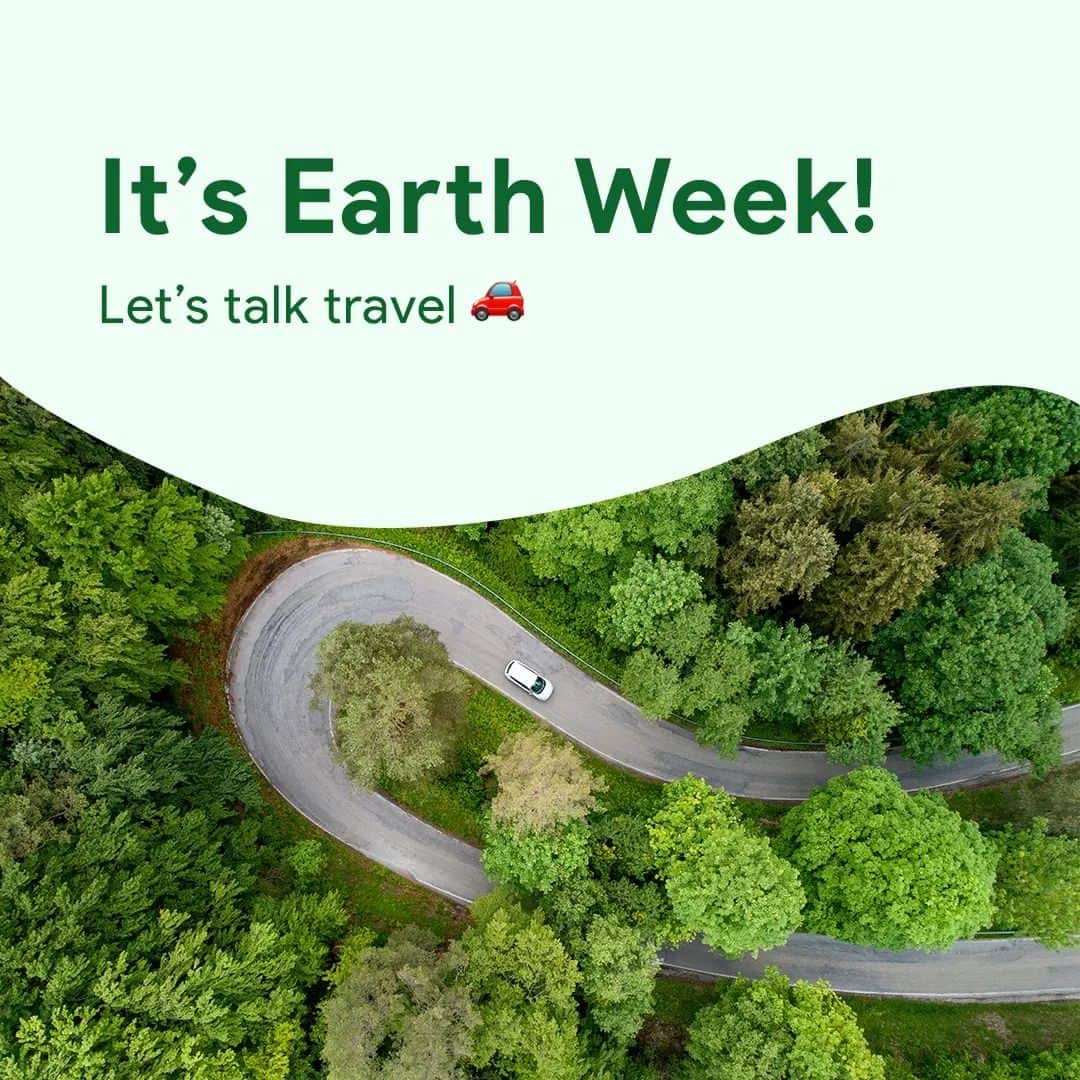 Googleのインスタグラム：「Leading up to Earth Day, we'll be sharing Google Trends related to sustainability as well as some helpful tools. Our first topic? Travel. Tag a travel buddy below! 🚙 #EarthDay #SustainableWithGoogle」