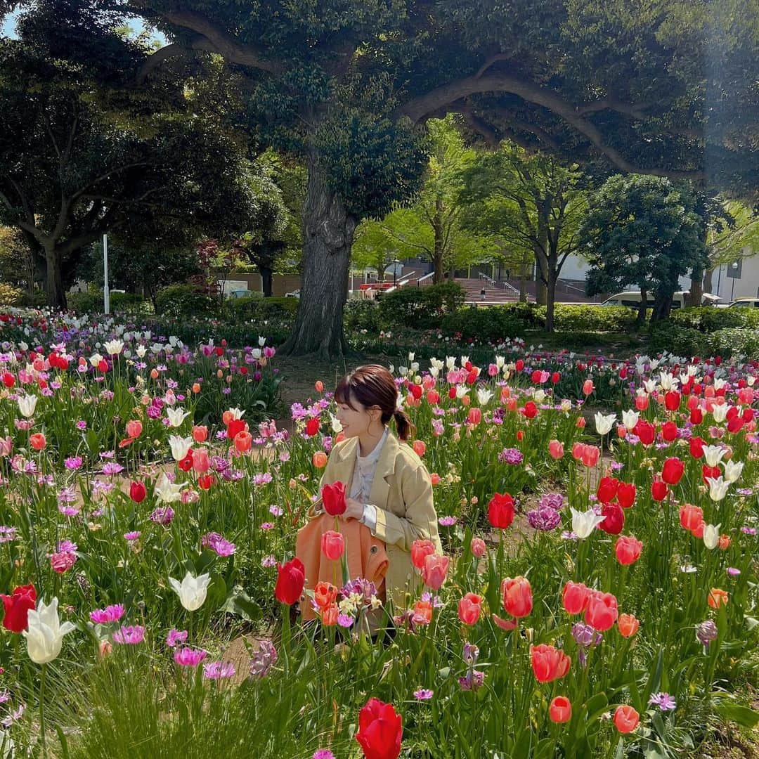 松田好花のインスタグラム：「ㅤ  山下公園のお花シリーズ🌼  #yahostagram   #日向坂46 #松田好花  #前々回の投稿で #写真選択を押し忘れて #載せそびれた写真があったので #他にも追加して載せてみます  #最後の写真の子は #横浜のゆるキャラ #ガーデンベア」