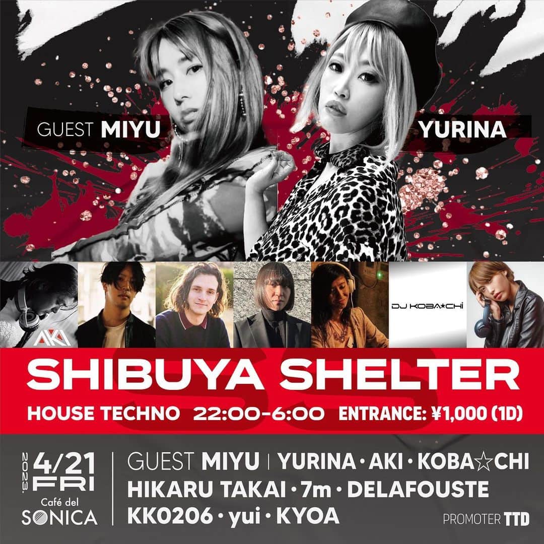 DJ YURINAのインスタグラム：「#TGIF party!party!party! 渋谷のど真ん中で急遽な音楽を発信するパーティー❣️  海外からもいろんな方が遊びに来ています✨  #fashion #music #lifestyle  是非今週金曜日は @cafe_del_sonica_shibuya  にお立ち寄りくださいませ✨✨  ゲスト料金 1000/1dでご入場できます❣️  #dj #djyurina #base #house #techno #shibuya #渋谷」