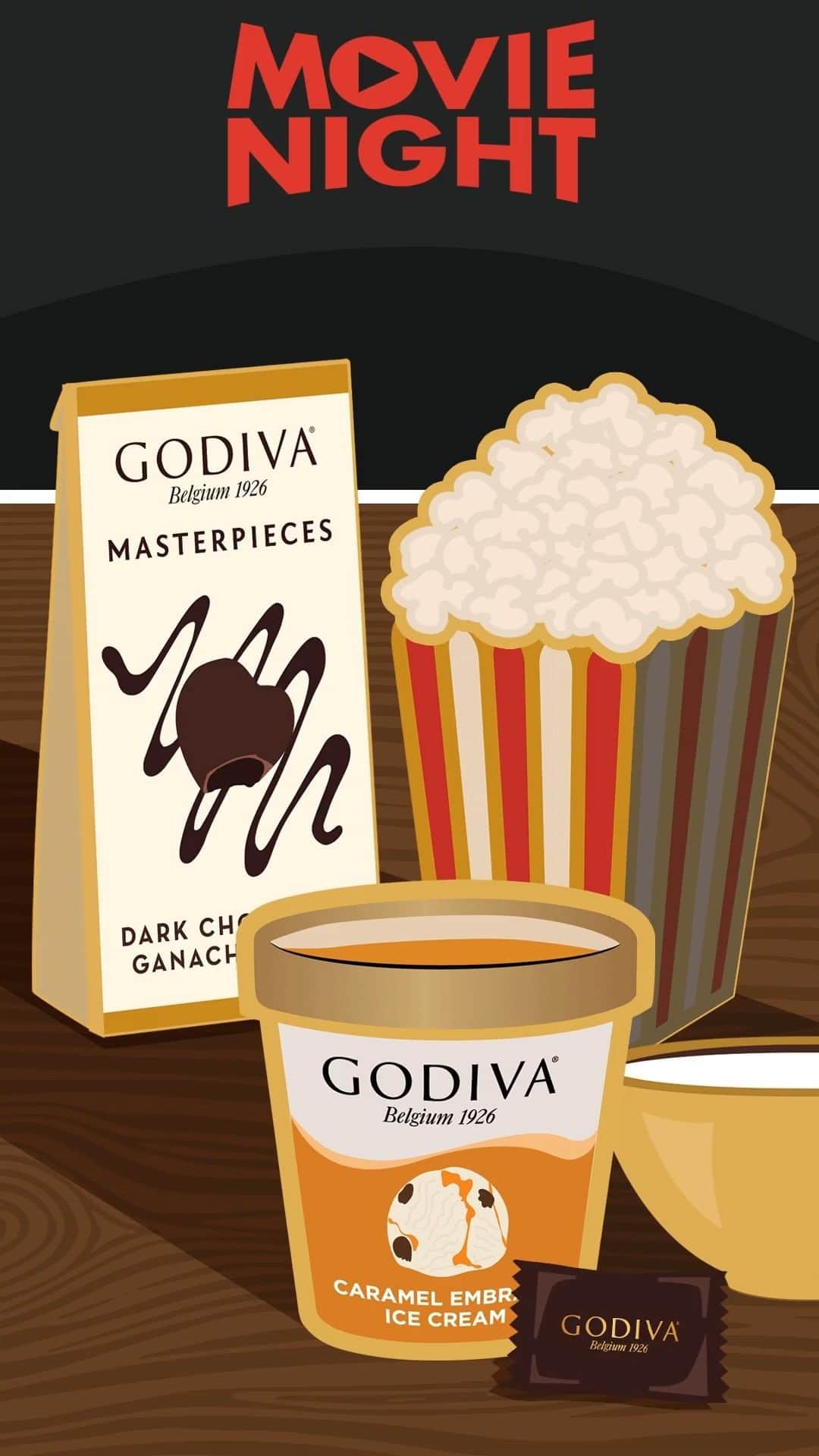 GODIVAのインスタグラム：「…because movie night just isn’t complete without both salty and sweet. 🎞️ 🍫」