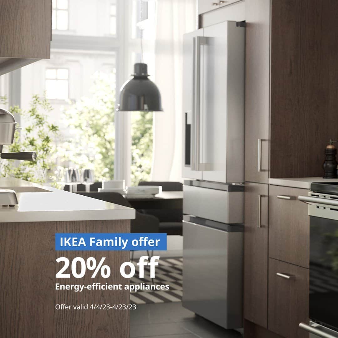 IKEA USAのインスタグラム：「Totally transform your kitchen with four incredible deals! Save now on energy-efficient appliances, countertops, faucets and cabinet fronts to finally create the beautiful kitchen of your dreams.」
