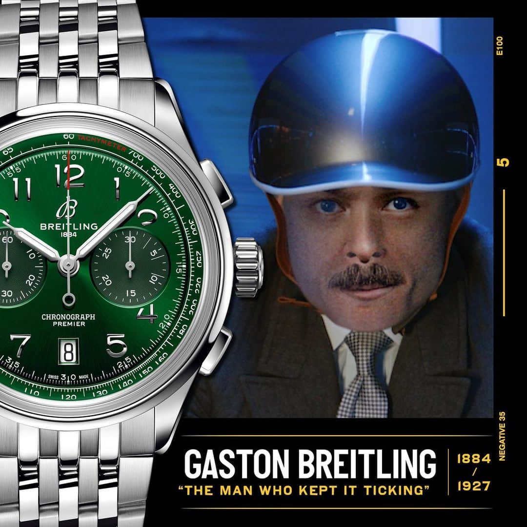 ブライトリングさんのインスタグラム写真 - (ブライトリングInstagram)「From the moment he founded his company in 1884, Léon Breitling put his expertise into perfecting the pocket-watch timekeeper. His son Gaston introduced the first wrist-worn models that included an independent pusher at 2 o’clock. And his grandson Willy added the second pusher at 4 — establishing the form of the modern chronograph used across all of watchmaking today. Willy then took the family vision one step further, giving the chronograph elegance as well as function. Today's Premier collection tells the whole story; it's the culmination of our founders' precision, innovation and style.   ⠀ ⠀ ⠀ ⠀ ⠀ ⠀ ⠀  #breitling #squadonamission #chronograph #founderssquad #premierstyle #elegance #craftsmanship #swissmade #watches #bluedial #copperdial #greendial」4月21日 0時54分 - breitling