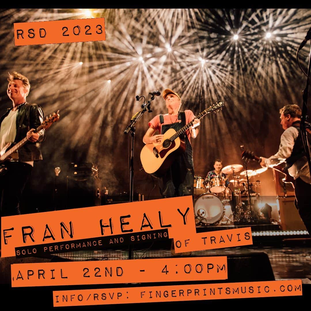 トラヴィスのインスタグラム：「It's @recordstoreday this Saturday!!  Fran will be heading down to @fingerprintsmusic to play a few tracks acoustic & sign records at 4pm.  Dougie will be doing his own RSD shopping at @assai_glasgow saturday morning around 10am & signing some records too!  See you there! We are *very* excited 🌟」