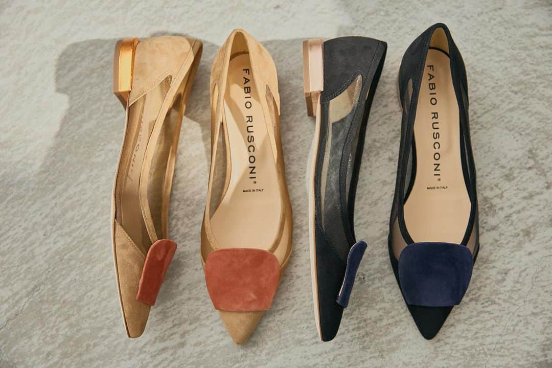 のインスタグラム：「FABIO RUSCONI 2023 SPRING&SUMMER COLLECTION  art.5303  #fabiorusconi #ファビオルスコーニ #shoes #madeinitaly #23ss #flat #pumps #mesh」