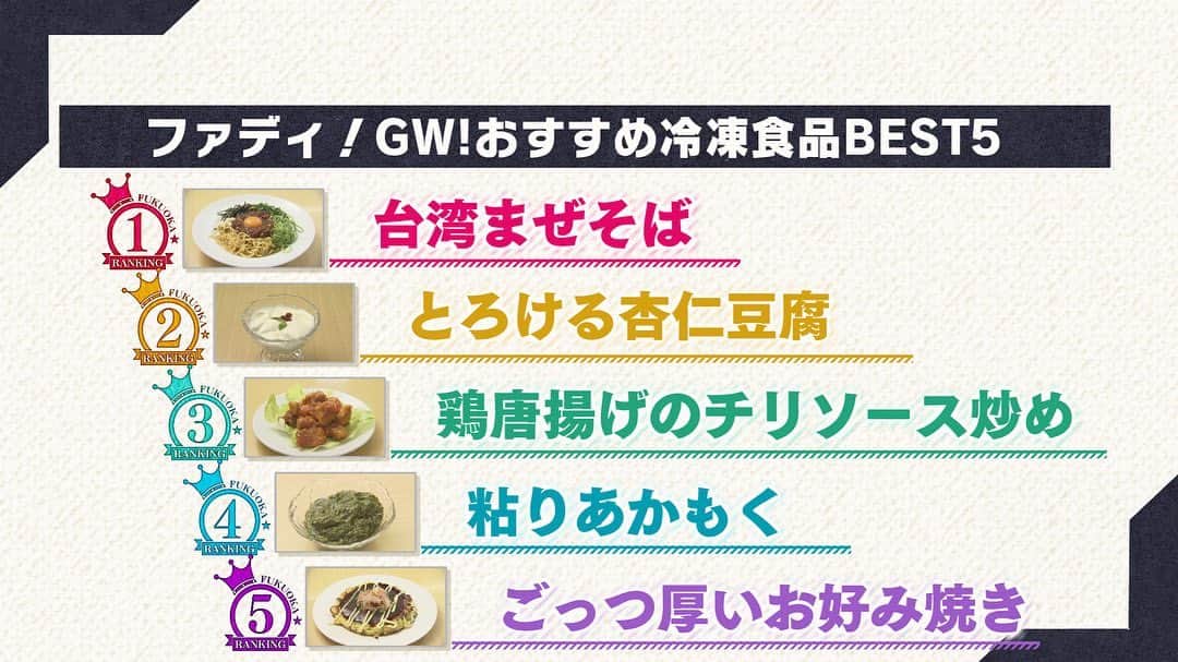 テレビ西日本「ももち浜ストア」さんのインスタグラム写真 - (テレビ西日本「ももち浜ストア」Instagram)「今日の #フクオカランキング　では 【ファディのGWにおすすめ！冷凍食品BEST５】を お届けしました🌈  ファディでは、５月１４日(日)まで “新緑のBIG SALE”を開催中！ 人気商品がお買い得😊  🔴１位 #台湾まぜそば 肉味噌ソースと麺を湯せんして お好みの具材を乗せるだけ！ 極太ちぢれ麺がソースとよく絡み 豆板醤＆香辛料、牛脂＆鰹節でクセになる大人の味🍻 おうちにいながら旅行気分に✈️  🔴２位 #とろける杏仁豆腐 フレッシュな牛乳をたっぷり使用し🐄🥛 しっとりなめらかでミルキーな味わい 冷凍食品に精通したファディだからこそできる 冷凍スイーツ！  🔴３位 #鶏唐揚げのチリソース炒め 凍ったまま炒めて付属のソースに絡めるだけで 作れちゃう！ 甘辛のチリソースとジューシーな鶏もも肉が相性抜群✨ ソースをかけてもカリっと感が残るよう 唐揚げ粉の配合にもこだわっています！！  🔴４位 #粘りあかもく 海藻の仲間で粘り気が強く“海の納豆” とも言われています ミネラル＆食物繊維＆ポリフェノールが多く 注目の食材👀 玄海灘産のあかもくは、シャキシャキ食感と 海の香りが広がる一品🌊 そうめんのつけ汁やみそ汁に入れるのもおすすめ💕  🔴５位  #ごっつ厚いお好み焼き (豚玉) お皿に乗せラップをせずにチンするだけ👀 山芋を加えたふわふわの生地！！ 国産キャベツも140ｇとたっぷり🥬 一袋に３食分入っているので ホームパーティーなどにもおすすめ✌  #ももち浜ストア  #角野友紀 #ファディ #冷凍食品 #冷凍 #肉味噌 #ちぢれ麺 #まぜそば  #杏仁豆腐 #冷凍スイーツ  #から揚げ #チリソース  #海の納豆 #あかもく #海藻 #お好み焼き #豚玉」4月20日 19時01分 - momochihamastore8